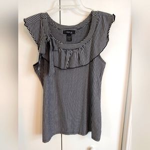 Style & Co. Black & White Striped Top - Size Petite Large